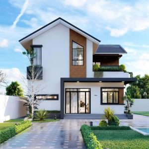 mẫu nhà vườn 2 tầng đơn giản