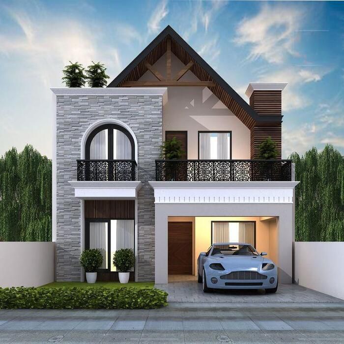 mẫu nhà vườn 2 tầng đơn giản