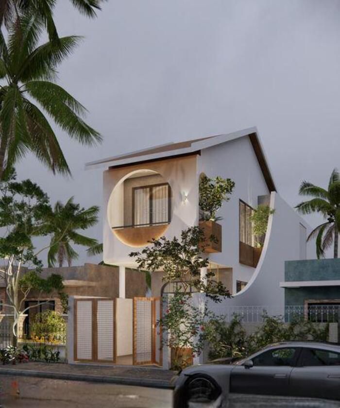 mẫu nhà vườn 2 tầng đơn giản