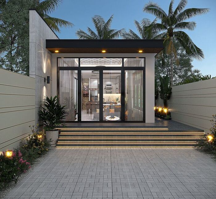 mẫu nhà vườn đẹp 1 tầng
