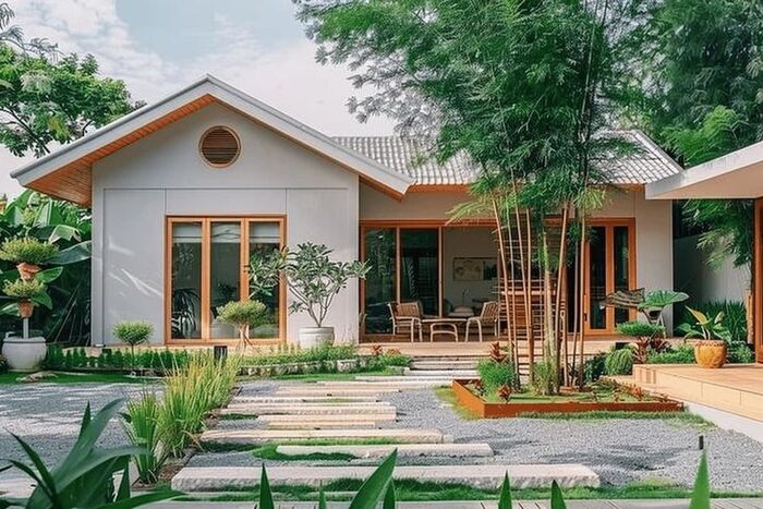 mẫu nhà vườn đẹp 1 tầng