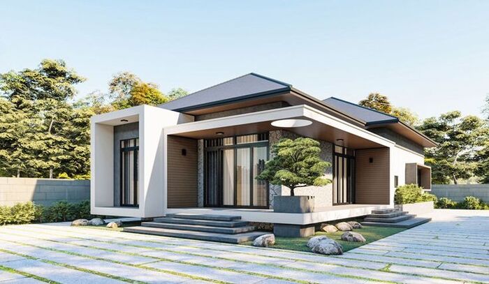 mẫu nhà vườn đẹp 1 tầng 4 phòng ngủ 
