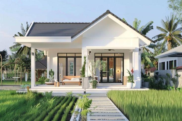 mẫu nhà vườn 1 tầng hiện đại
