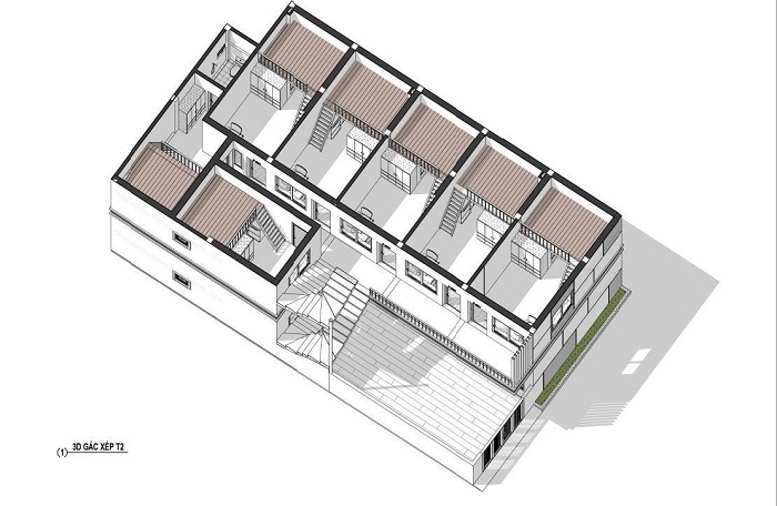 bản vẽ nhà trọ 2 tầng